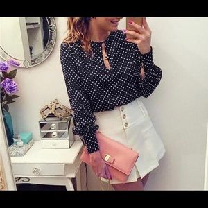 Navy Polka Dot Blouse